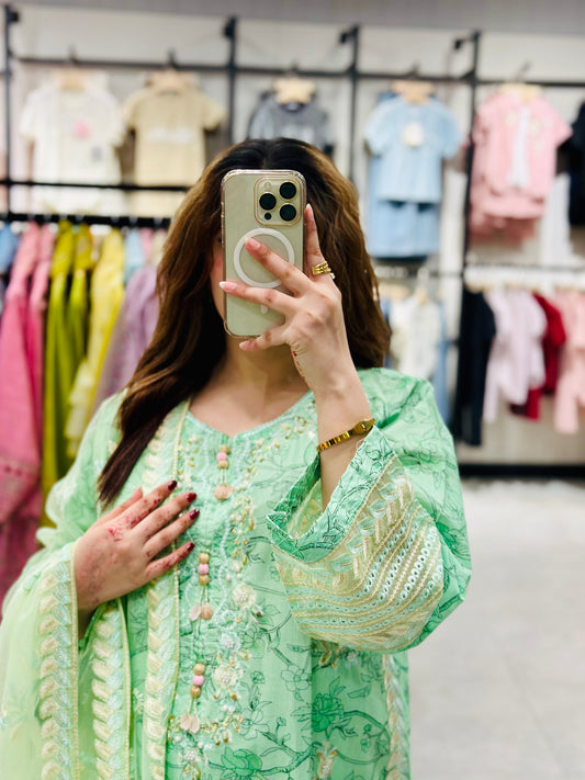 EMBROIDERED 3PC STITCH PRINT LAWAN SUIT