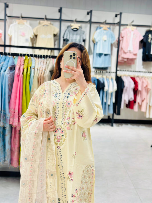 EMBROIDERED 3PC STITCH LAWAN SUIT