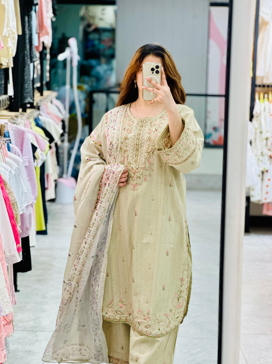 EMBROIDERED 3PC STITCH LAWAN SUIT